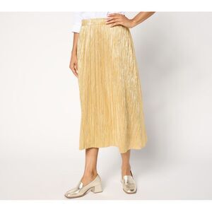 Fashion Women's Petite Skirt PM Carpet Pleated Metallic Midi Yellow A669239